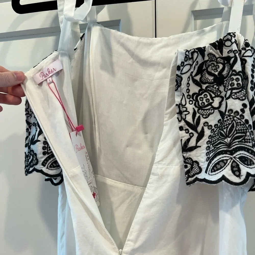 NWT! Parker White Cotton Eyelet Embroidered Summer Dress. Size Small. - Picture 8 of 11